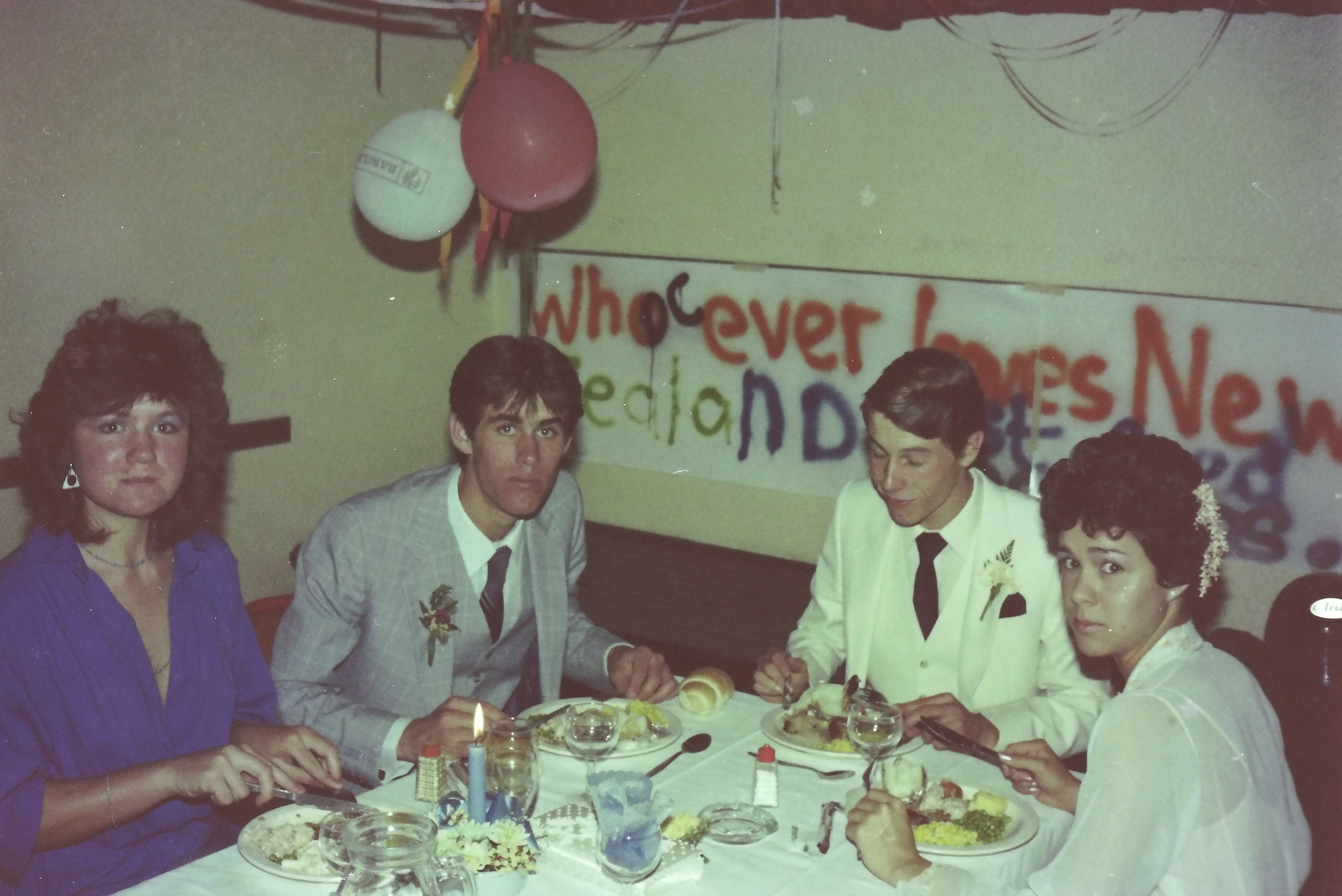 John Orr Matric Dance 1984. ?, Michael Pledger, Brett Torine, and ?