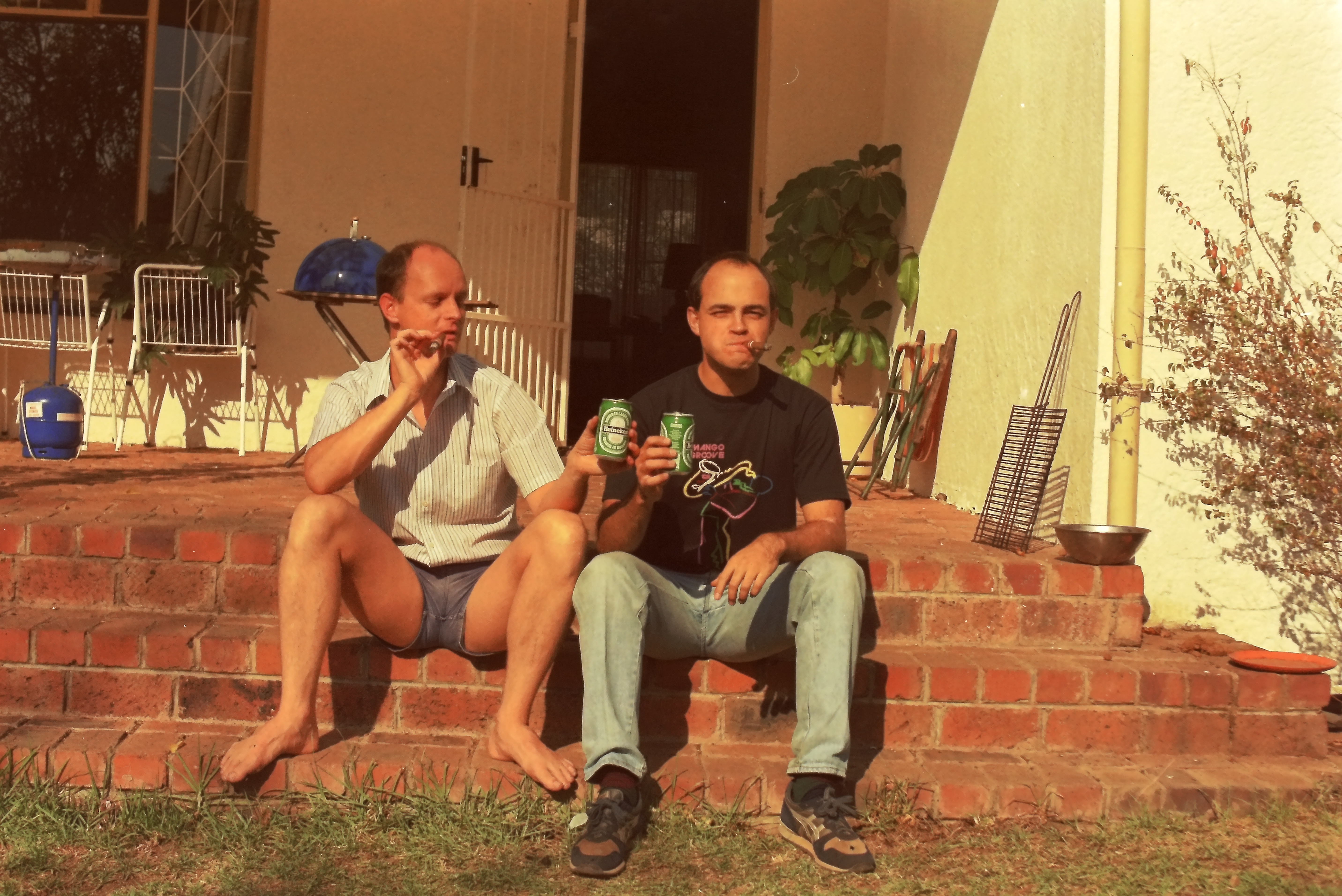 Paul and Andre celebrating the birth of David